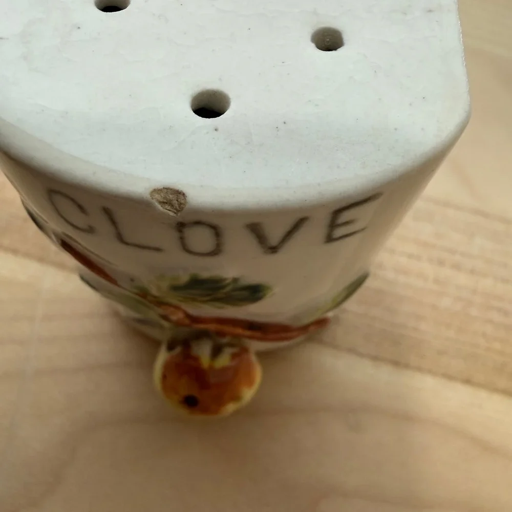 Vintage 50s Japanese Ceramic Hand Painted Fruit Motif Spice Shaker Set Six (6)